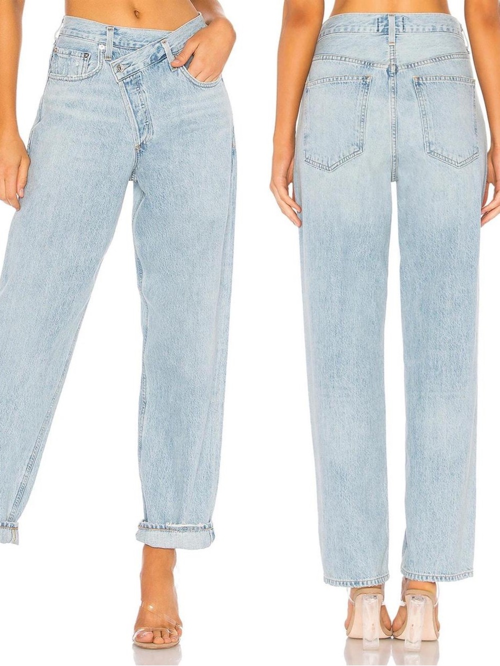 Agolde Light Blue Straight Leg cross cross Jeans